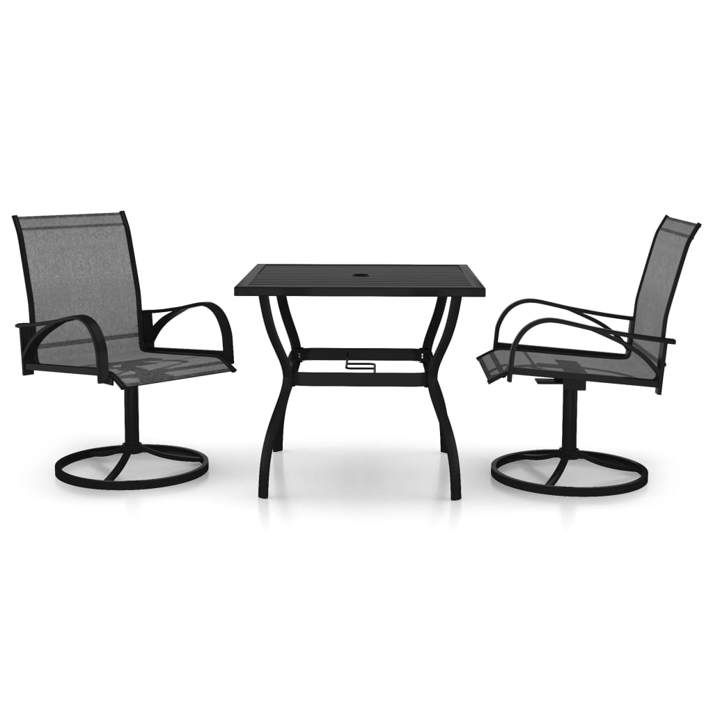 3 Piece Garden Dining Set Textilene and Steel