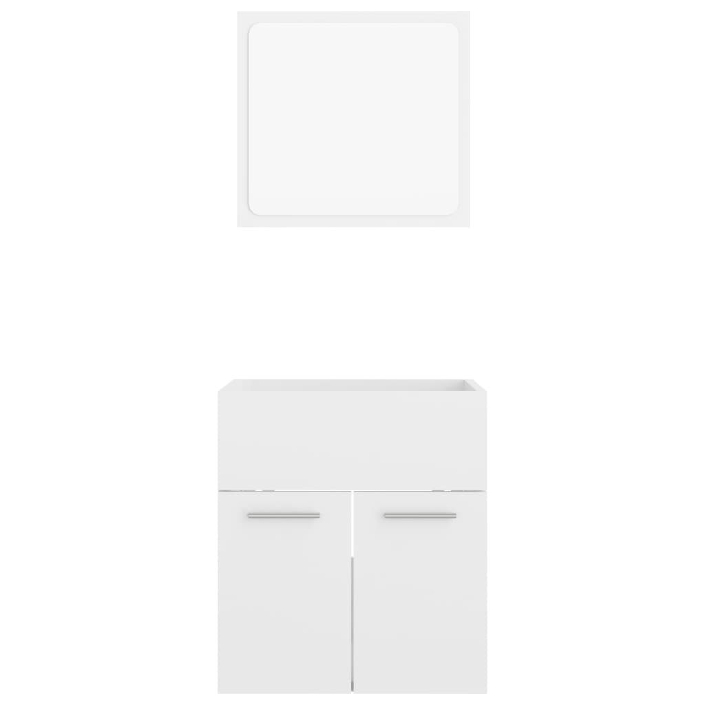 2 Piece Bathroom Furniture Set High Gloss White Engineered Wood