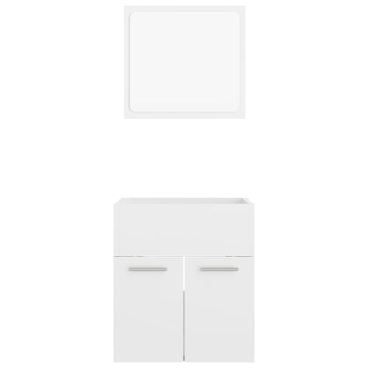 2 Piece Bathroom Furniture Set High Gloss White Engineered Wood