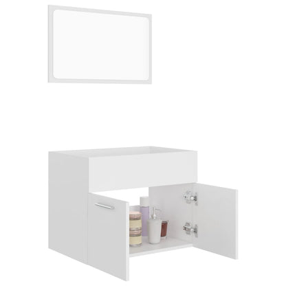 2 Piece Bathroom Furniture Set White Engineered Wood