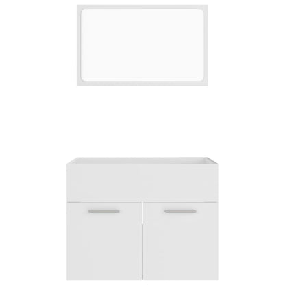 2 Piece Bathroom Furniture Set White Engineered Wood