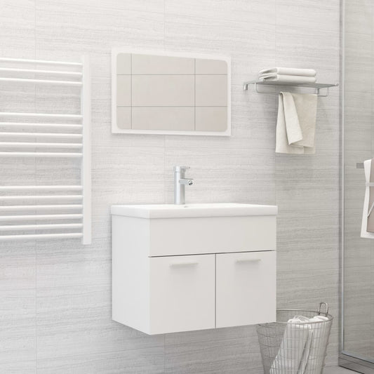 2 Piece Bathroom Furniture Set White Engineered Wood