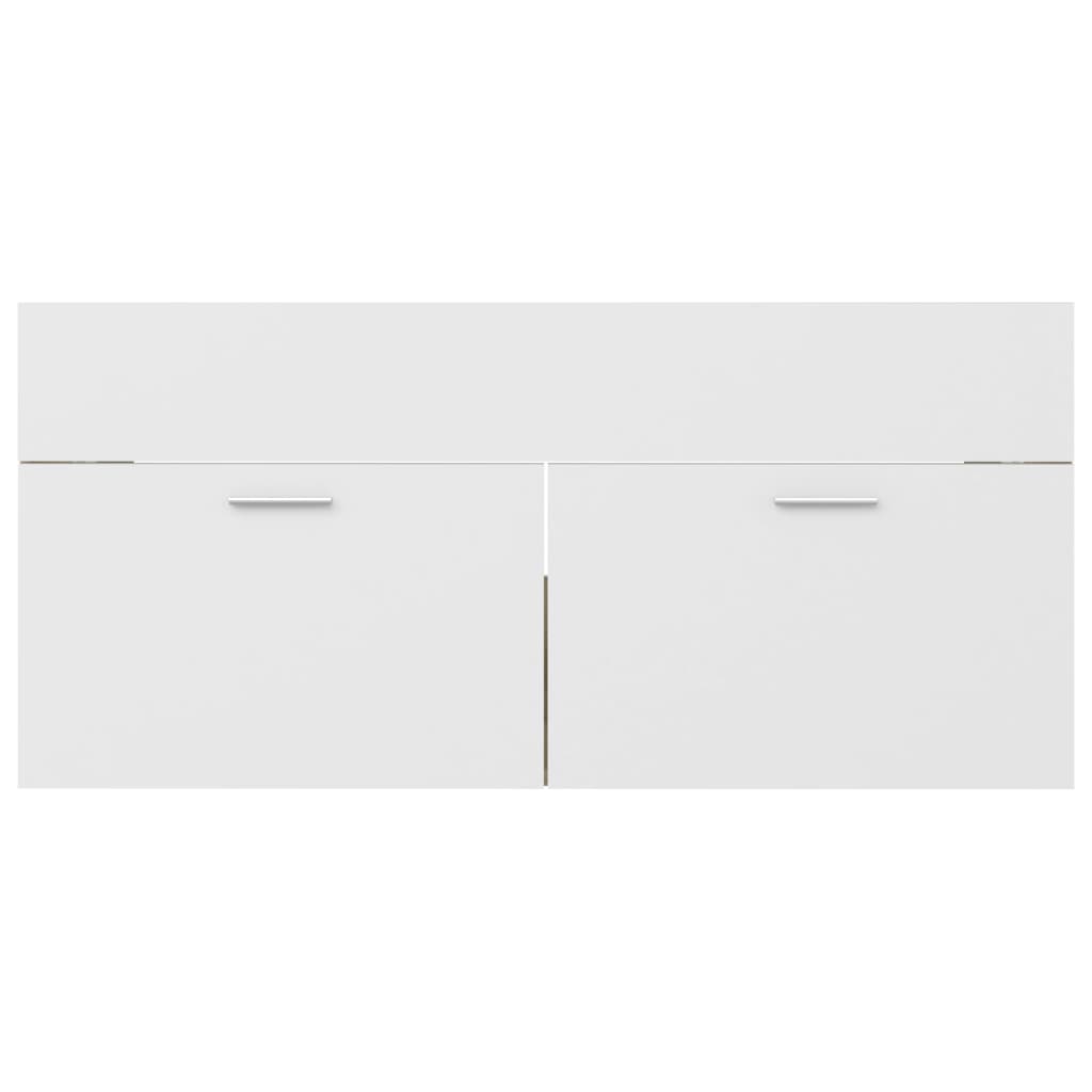 2 Piece Bathroom Furniture Set White and Sonoma Oak Engineered Wood