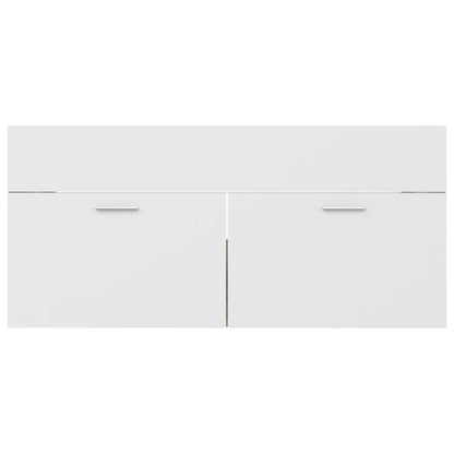 2 Piece Bathroom Furniture Set White and Sonoma Oak Engineered Wood