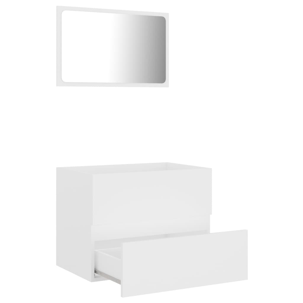 2 Piece Bathroom Furniture Set White Engineered Wood