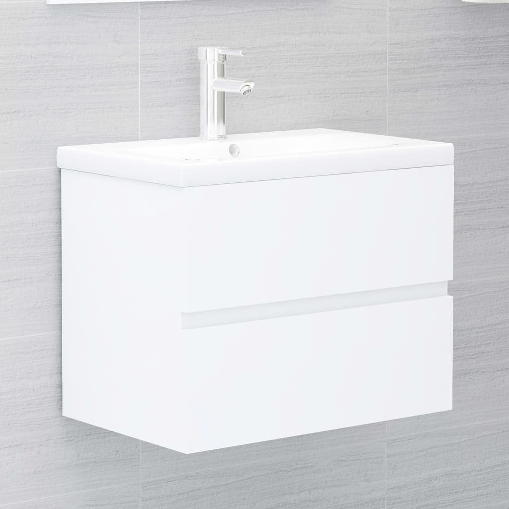 2 Piece Bathroom Furniture Set White Engineered Wood