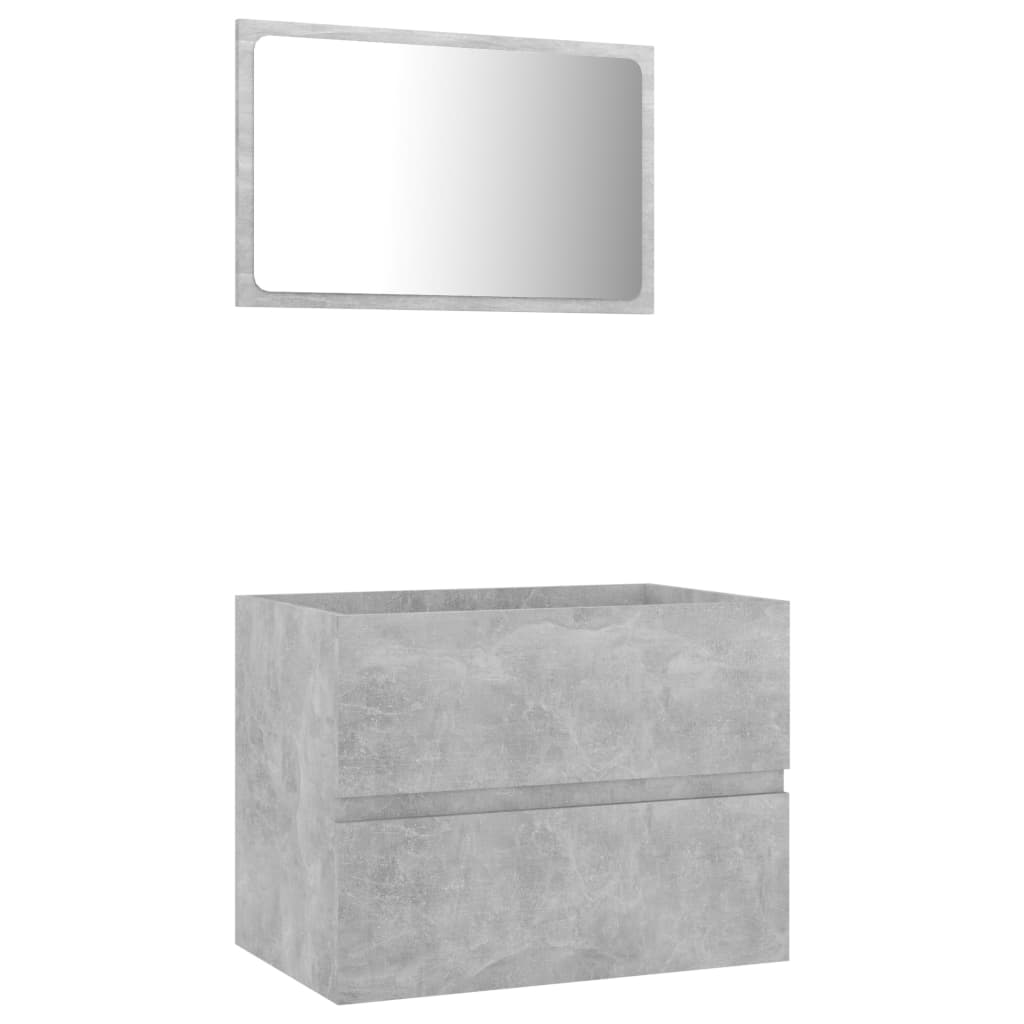 2 Piece Bathroom Furniture Set Concrete Grey Engineered Wood