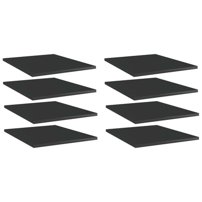 Bookshelf Boards 8 pcs High Gloss Black 40x50x1.5 cm Engineered Wood