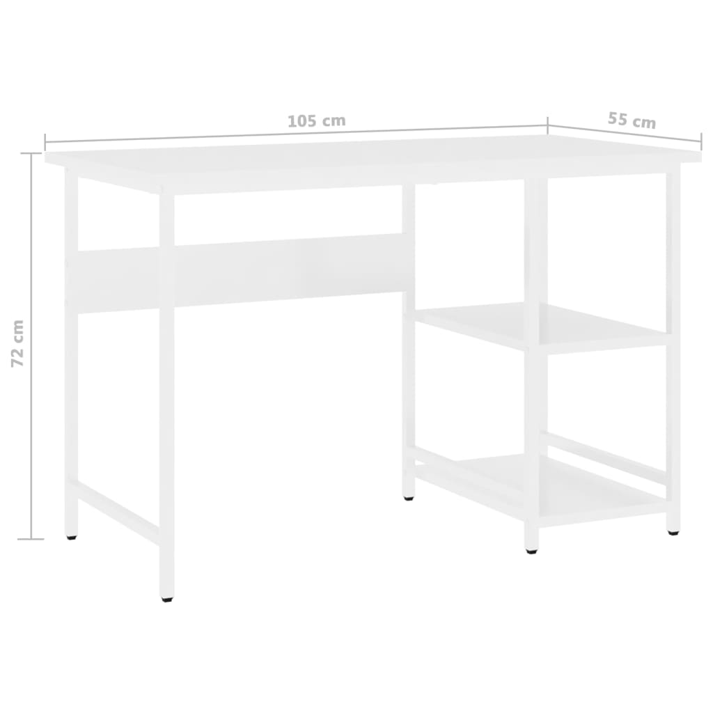 Computer Desk White 105x55x72 cm MDF and Metal