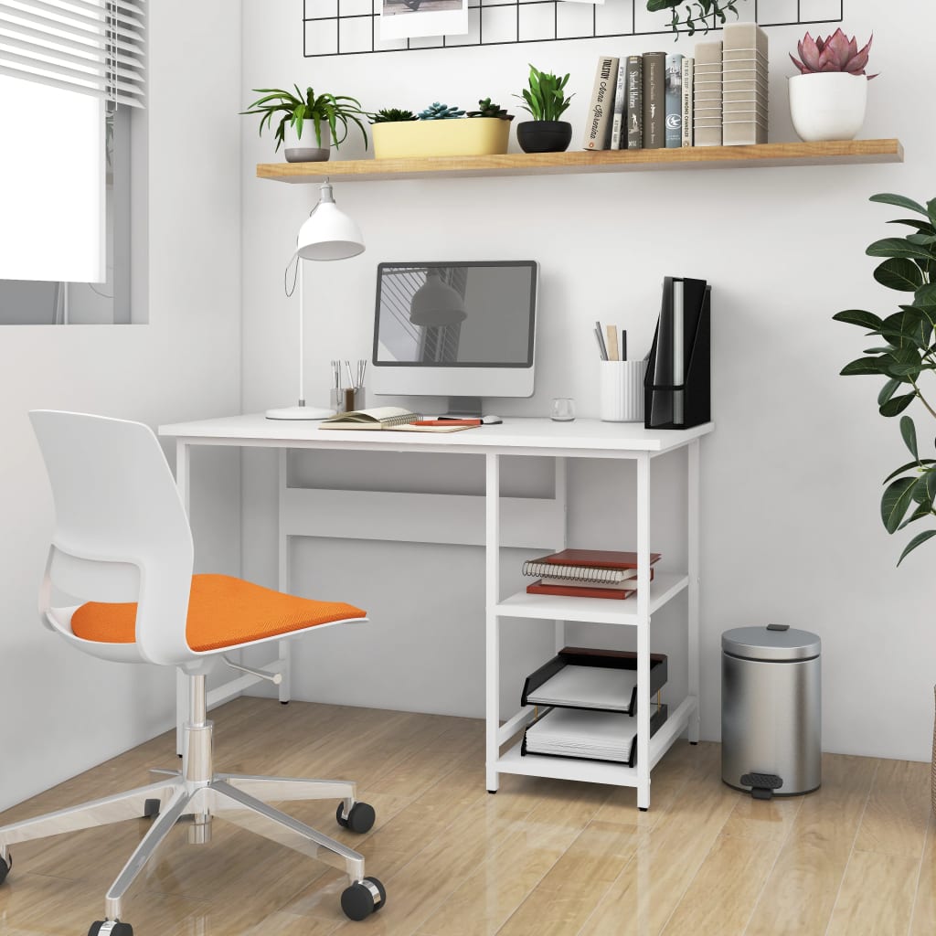 Computer Desk White 105x55x72 cm MDF and Metal