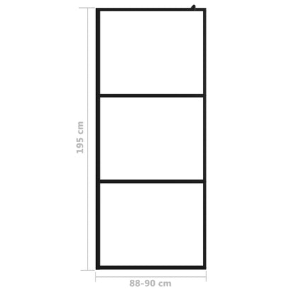 Walk-in Shower Wall with Clear ESG Glass Black 90x195 cm