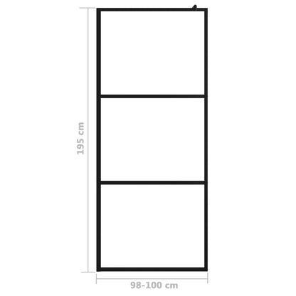 Walk-in Shower Wall with Clear ESG Glass Black 100x195 cm