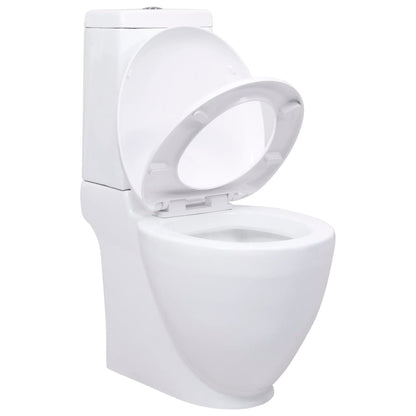 WC Ceramic Toilet Bathroom Round Toilet Bottom Water Flow White