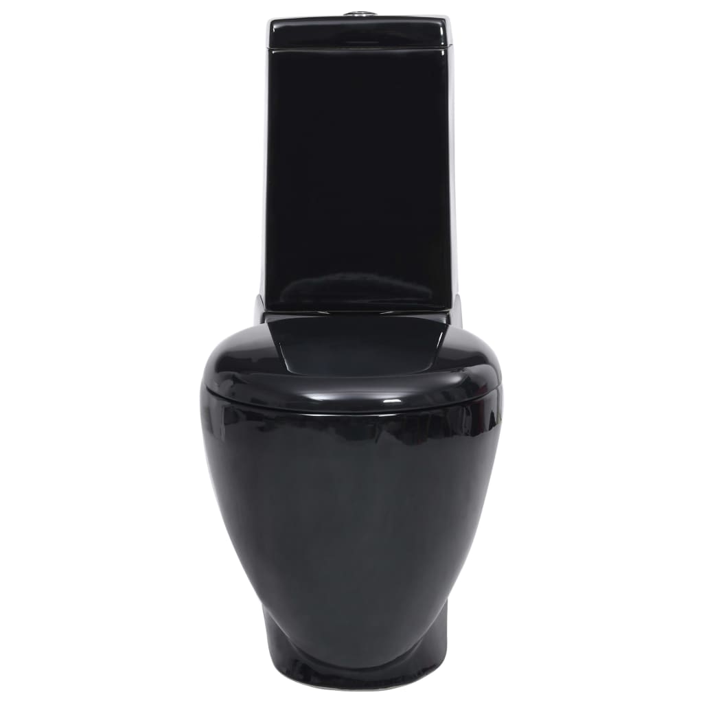 WC Ceramic Toilet Bathroom Round Toilet Bottom Water Flow Black