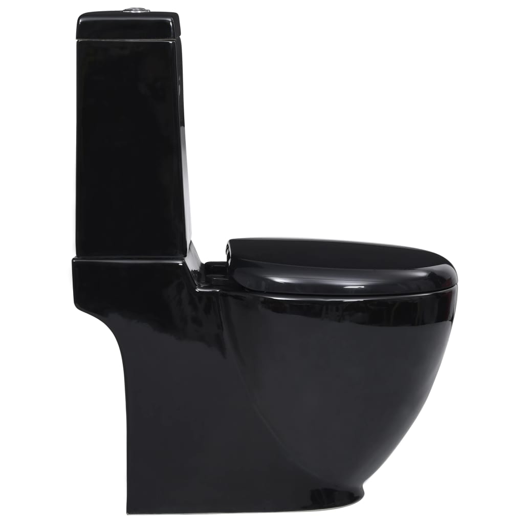 WC Ceramic Toilet Bathroom Round Toilet Bottom Water Flow Black