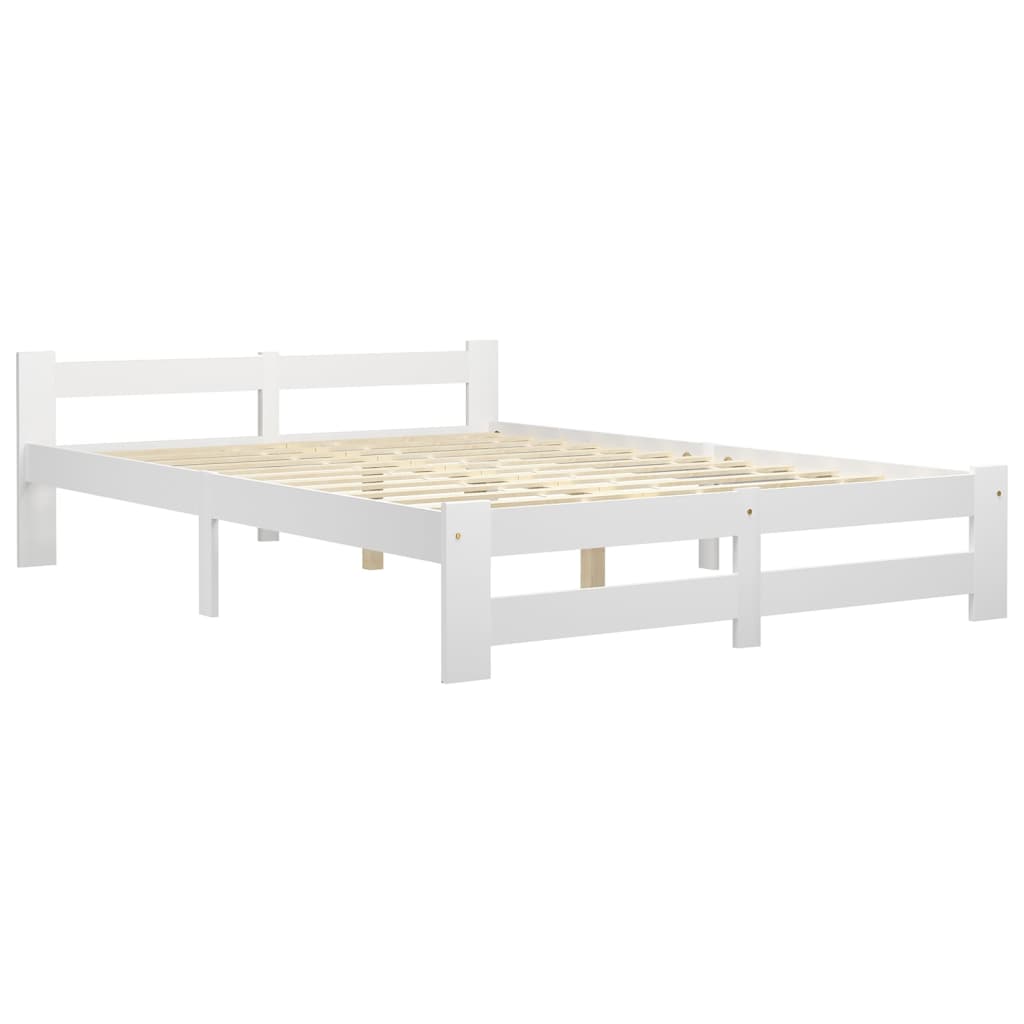 Bed Frame without Mattress White Solid Pine Wood 180x200 cm Super King