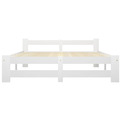 Bed Frame without Mattress White Solid Pine Wood 180x200 cm Super King