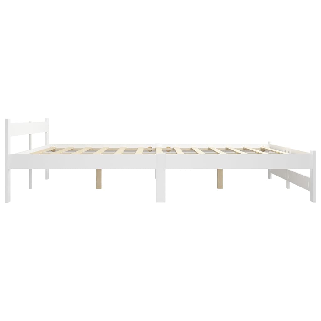 Bed Frame without Mattress White Solid Pine Wood 180x200 cm Super King