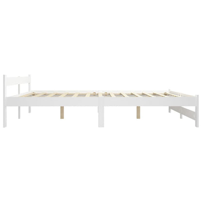 Bed Frame without Mattress White Solid Pine Wood 180x200 cm Super King