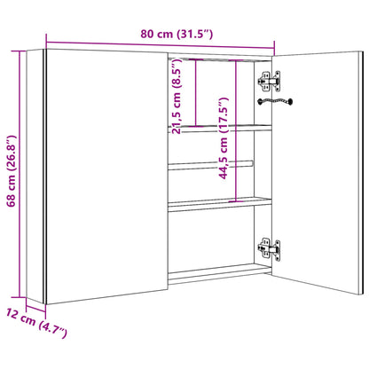 LED Bathroom Mirror Cabinet 80x12.2x68 cm