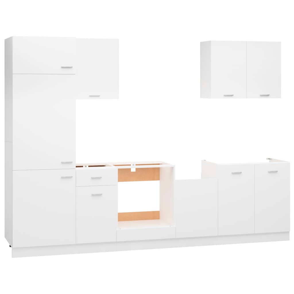 7 Piece Kitchen Cabinet Set White Engineered Wood