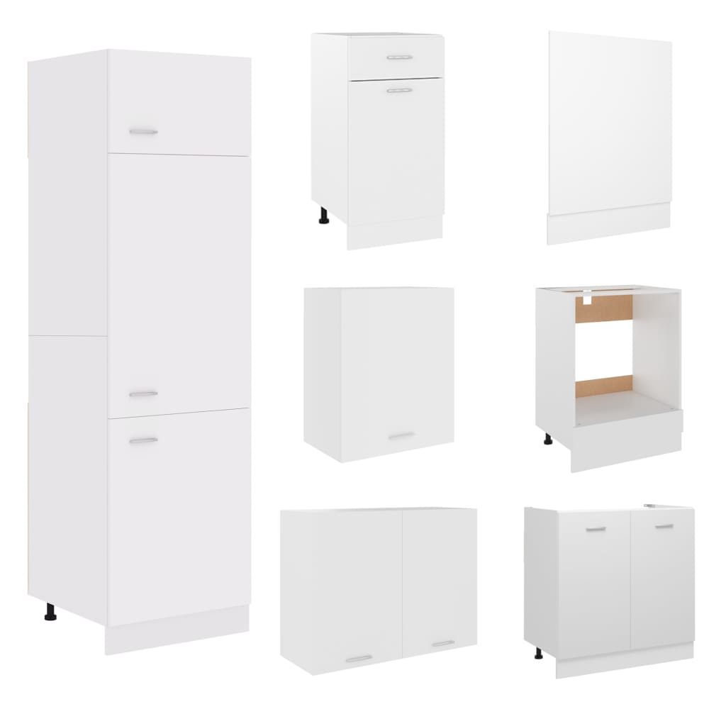 7 Piece Kitchen Cabinet Set White Engineered Wood