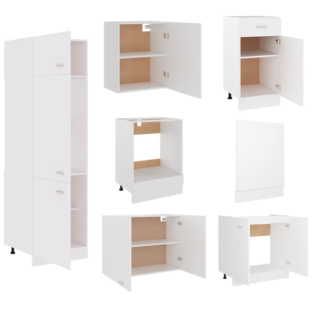 7 Piece Kitchen Cabinet Set White Engineered Wood