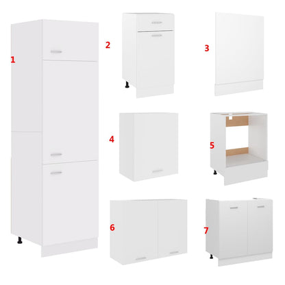 7 Piece Kitchen Cabinet Set White Engineered Wood