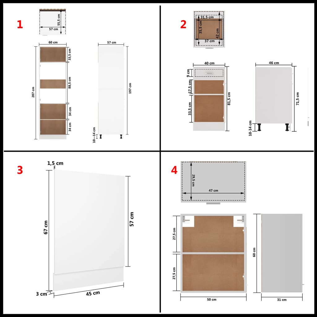 7 Piece Kitchen Cabinet Set White Engineered Wood