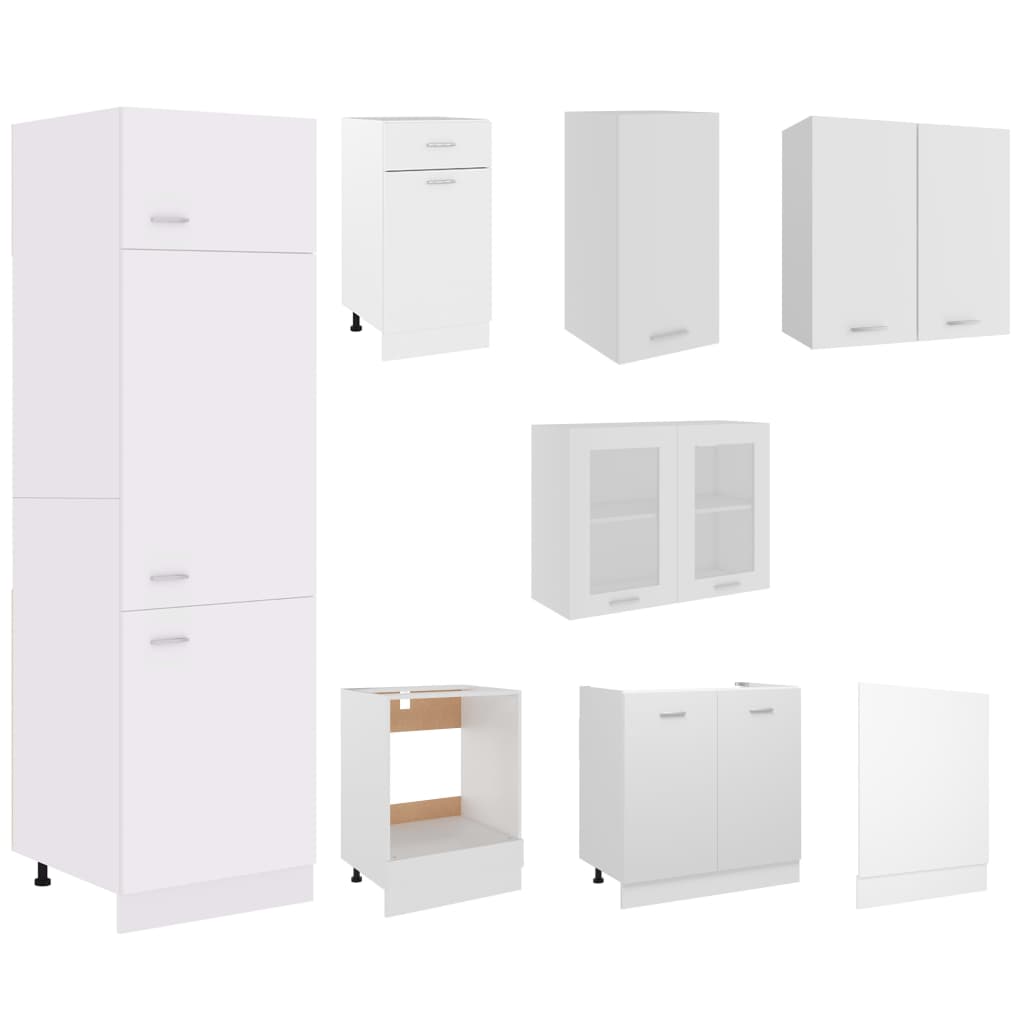 8 Piece Kitchen Cabinet Set White Engineered Wood