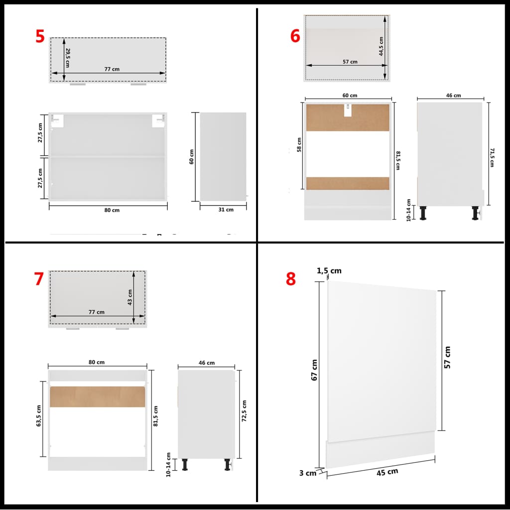 8 Piece Kitchen Cabinet Set White Engineered Wood