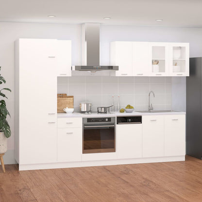 8 Piece Kitchen Cabinet Set White Engineered Wood