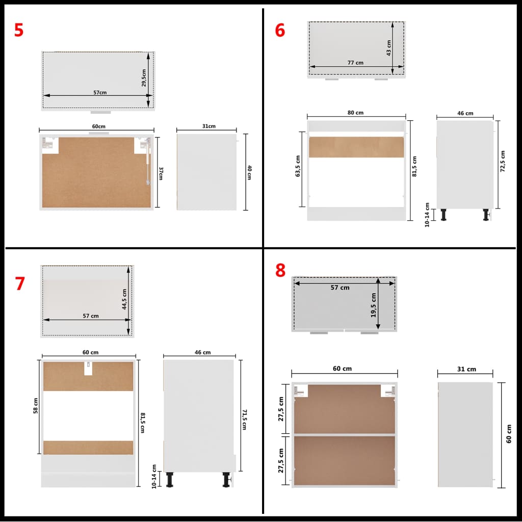 8 Piece Kitchen Cabinet Set White Engineered Wood