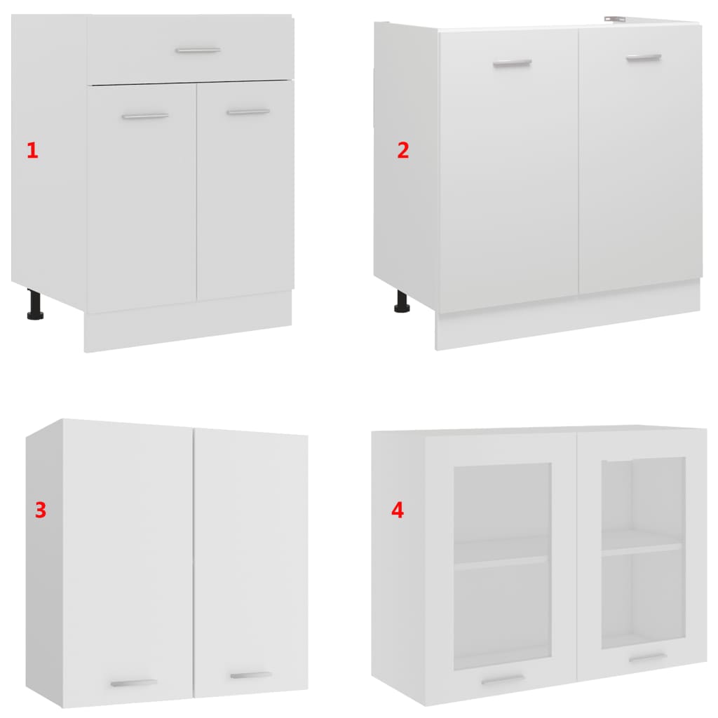 4 Piece Kitchen Cabinet Set White Engineered Wood