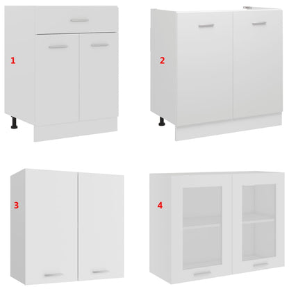 4 Piece Kitchen Cabinet Set White Engineered Wood