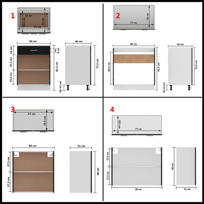 4 Piece Kitchen Cabinet Set Black Engineered Wood