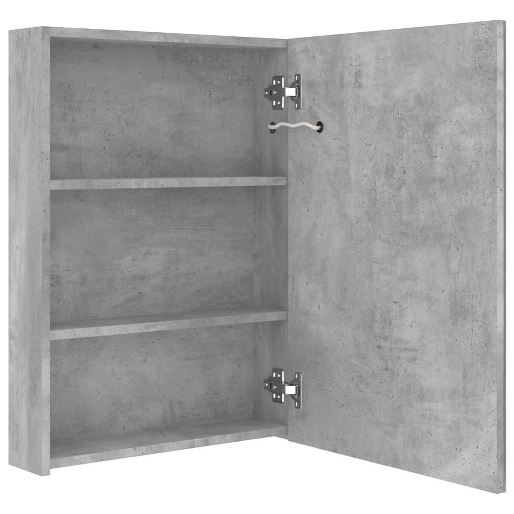 LED Bathroom Mirror Cabinet Concrete Grey 50x13x70 cm