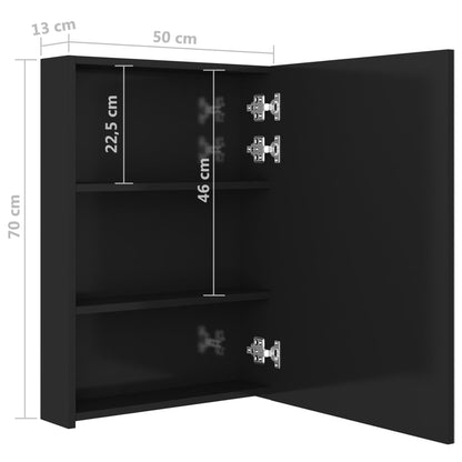 LED Bathroom Mirror Cabinet Shining Black 50x13x70 cm