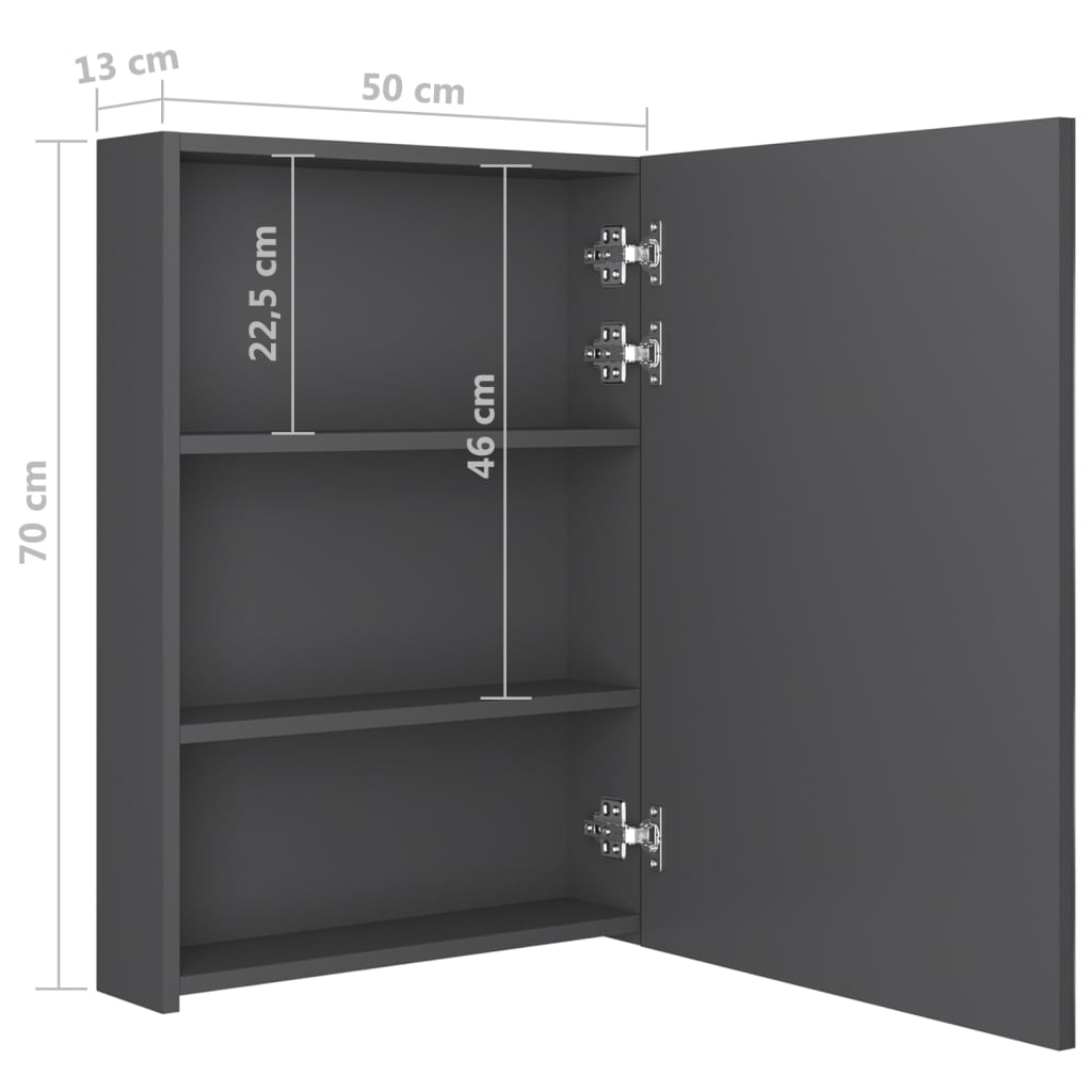 LED Bathroom Mirror Cabinet Grey 50x13x70 cm