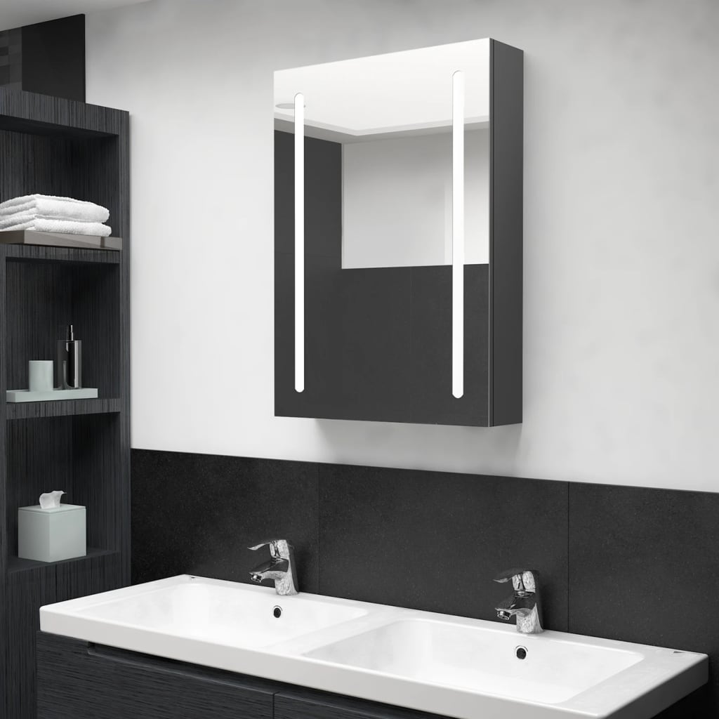 LED Bathroom Mirror Cabinet Grey 50x13x70 cm