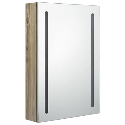 LED Bathroom Mirror Cabinet Oak 50x13x70 cm