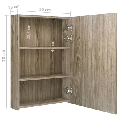 LED Bathroom Mirror Cabinet Oak 50x13x70 cm