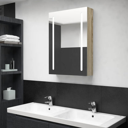 LED Bathroom Mirror Cabinet Oak 50x13x70 cm