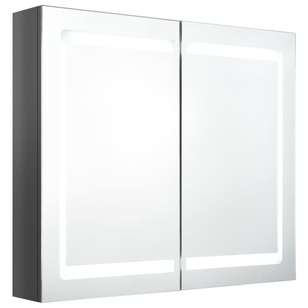 LED Bathroom Mirror Cabinet Shining Grey 80x12x68 cm