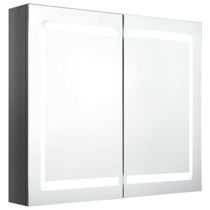 LED Bathroom Mirror Cabinet Shining Grey 80x12x68 cm