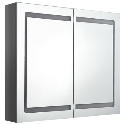 LED Bathroom Mirror Cabinet Shining Grey 80x12x68 cm