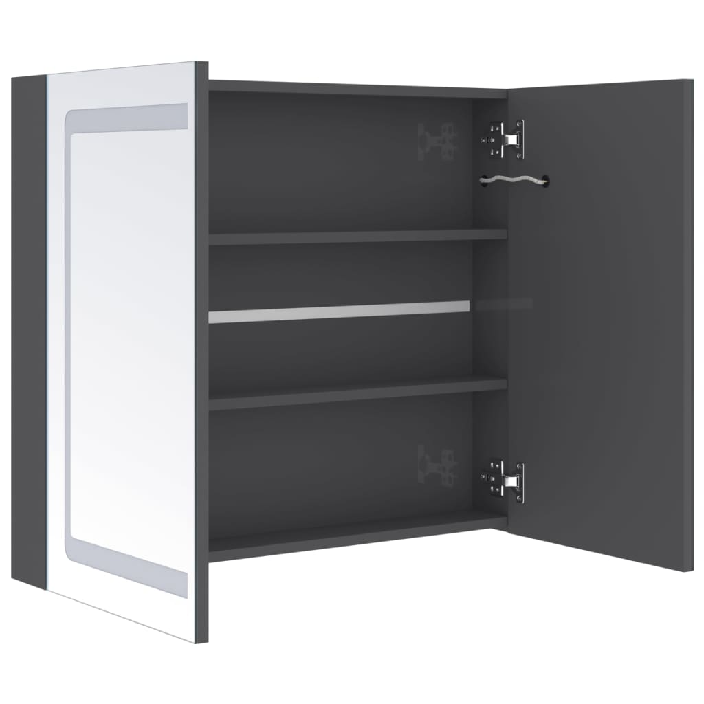 LED Bathroom Mirror Cabinet Shining Grey 80x12x68 cm