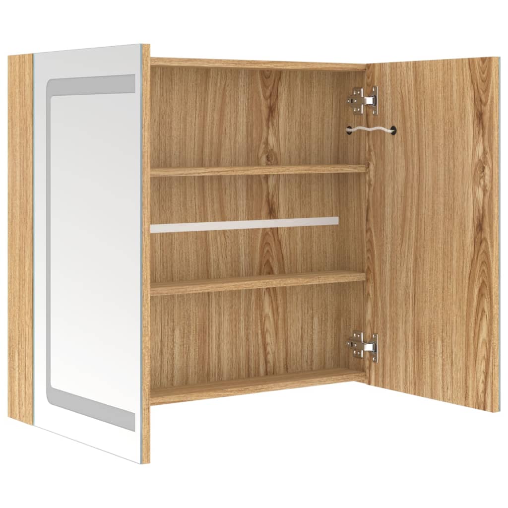 LED Bathroom Mirror Cabinet Oak 80x12x68 cm