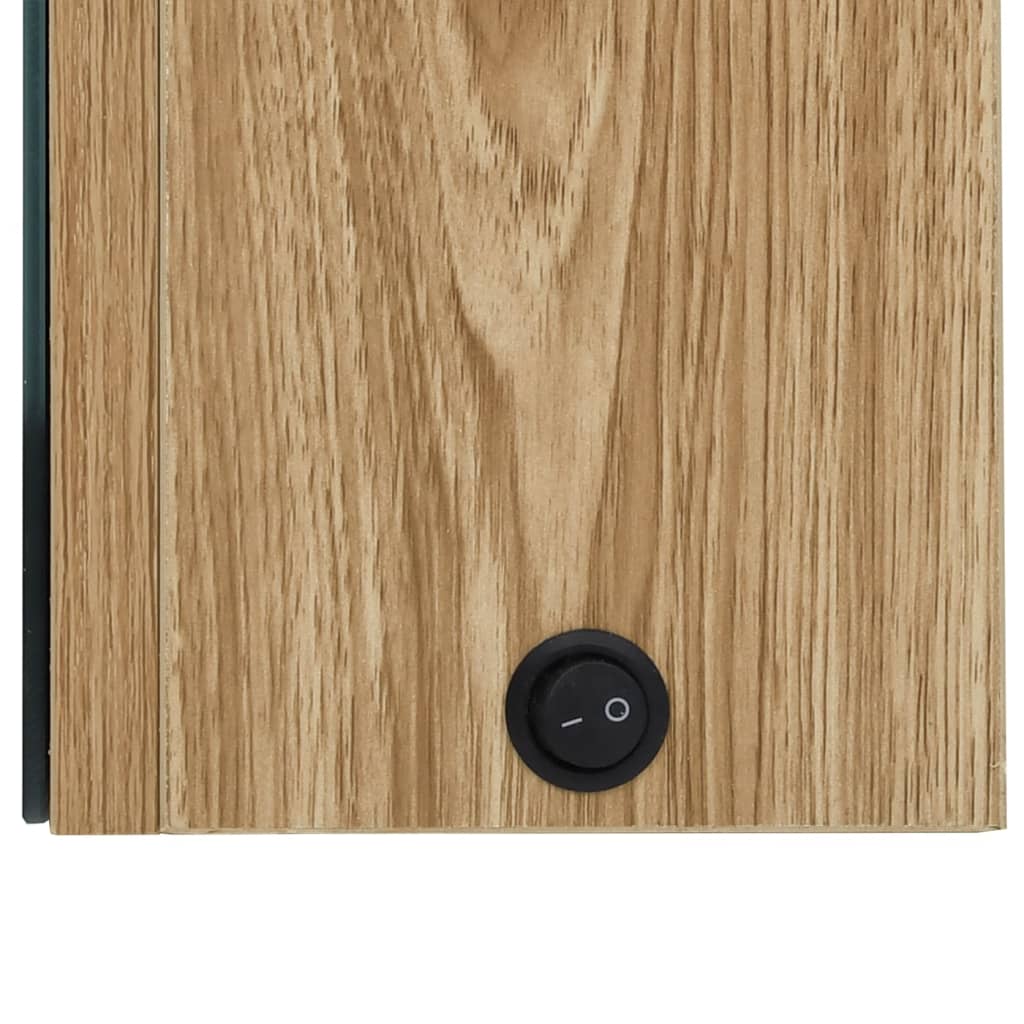 LED Bathroom Mirror Cabinet Oak 80x12x68 cm