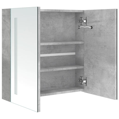 LED Bathroom Mirror Cabinet Concrete Grey 62x14x60 cm